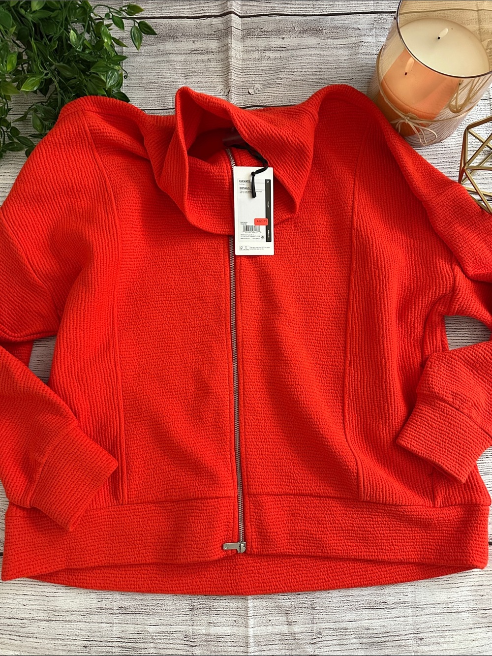 “Fresh Red” Zip Front Cozy full zip Cardigan